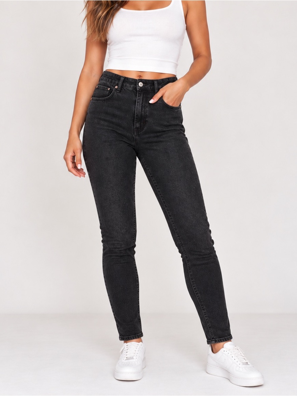 Abercrombie & Fitch High Rise Skinny Jeans Washed Black Denim. Size 2L